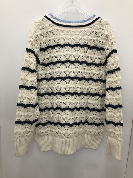

autumn/winter 23- sandro autumn new 3d hollow contrast stripe embroidery knitted cardigan coat, White;black