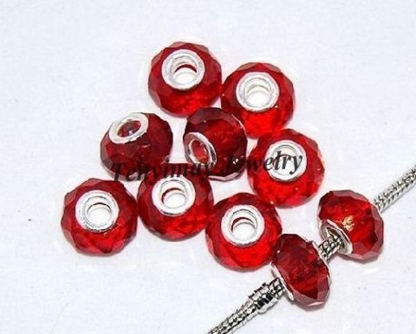 

whole 100pcs red faceted glass loose beads for beaded bracelet diy 8016193, Crystal