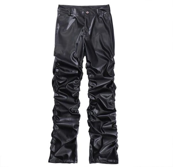 

black mens high street straight casual pencil faux leather pants5851961