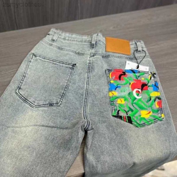 

mens casual trousers men women designer jeans hip hop straight leg pants fashion pocket graffiti jeans loose zipper access control sweatpant, Blue