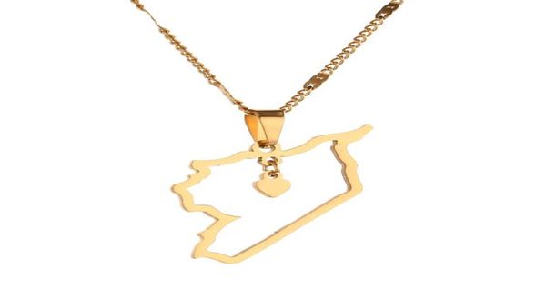 

stainless steel syria map pendant necklaces outline pendant necklace syrians heart chain jewelry9879794, Silver