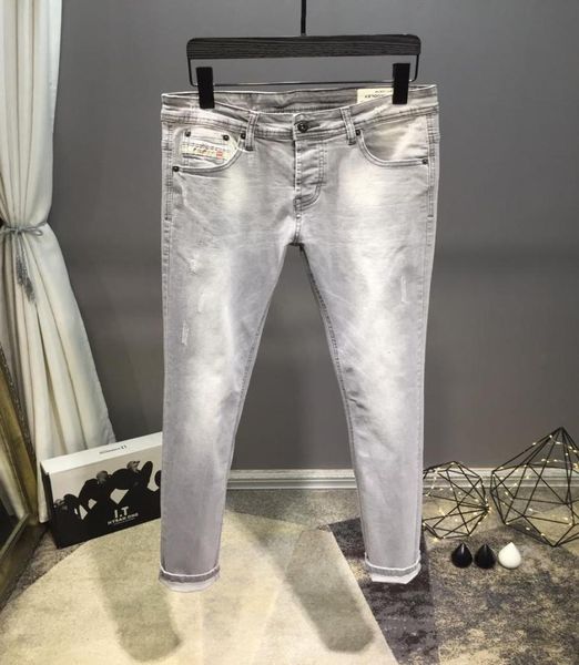 

2020 20ss famous brand men039s washed design casual slim summer lightweight denim stretch denim skinny jeans pants straight bik1208758, Blue