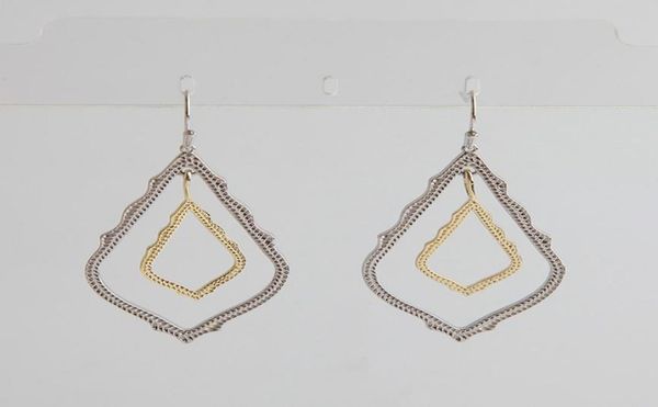 

mixed metal dangles double drop earring with cartons in gold19673228639807, Silver