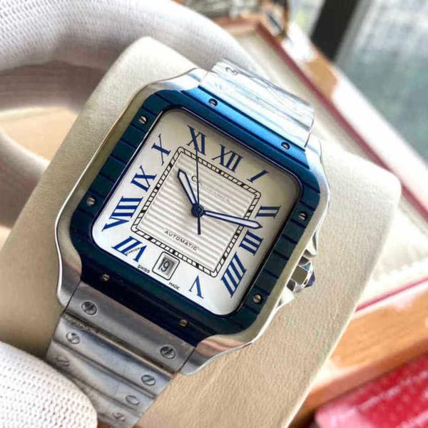 

designer men santons watch automatic movement watches roen mechanical montre cater luxe prx uhr with box perfect gift, Slivery;golden