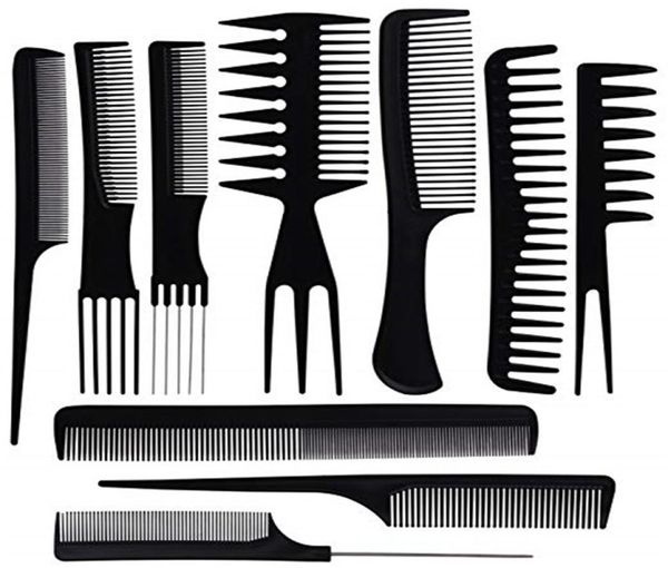 

10pcsset professional hair brush comb salon barber anti static coarse fine toothed tail hairbrush hairdressing combs hair care st2460816