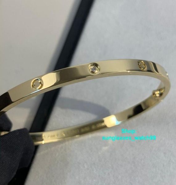 

xis diamonds love bangle narrow version bracelet gold au 750 18 k never fade 1619 size with box official replica luxu9378589, Black