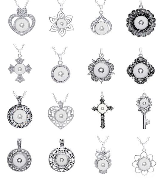 

new 10 pieces women039s mix styles vintage 18mm ginger snap chunk charm buttons pendant necklaces sweater chain whole lot5355851, Silver
