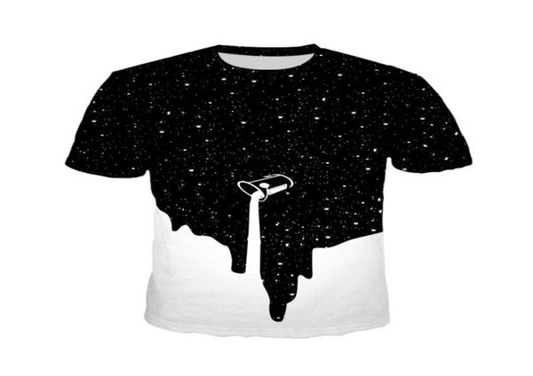 

space galaxy milk dripping 3d print women men tshirt01239017323, White;black