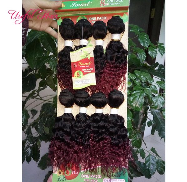 

fashion 8pcs loose wave brazilian hair extensionmongolian curly human braiding hair crochet braids blended weave sew in hair exte3581651, Black