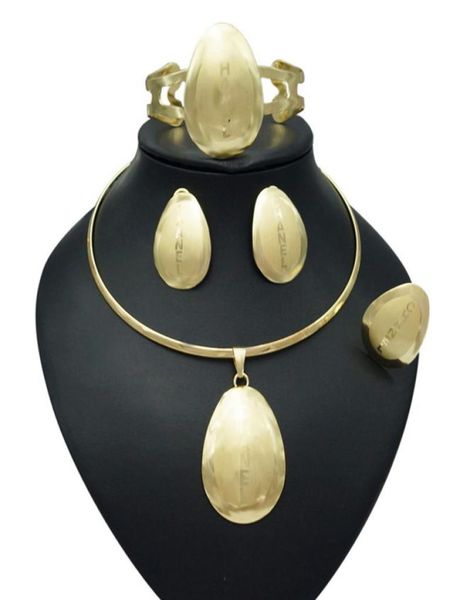 

yulaili latest pretty brand jewellery lady necklace earrings bangle ring 24k gold plated jewelry sets whole8274415, Black