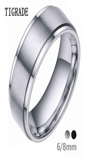 

tigrade 68mm silver color tungsten carbide ring men black brushed wedding band male engagement rings for women fashion bague4171576