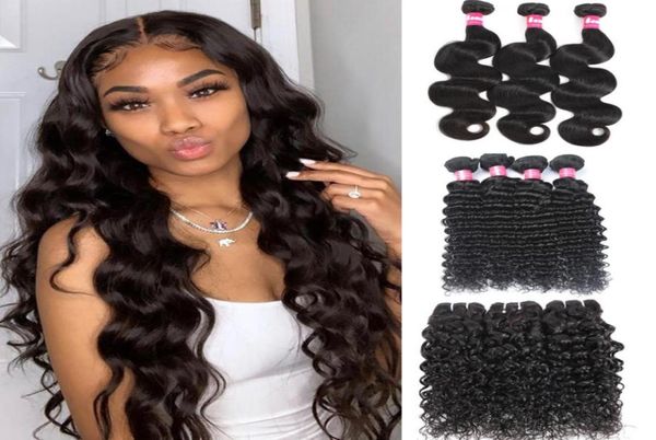

9a brazilian body wave deep wave water wave human hair 3 bundles unprocessed brazilian remy human hair weave extensions39170019035152, Black