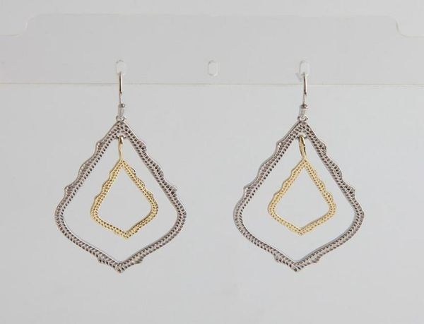 

mixed metal dangles double drop earring with cartons in gold19673221210082, Silver