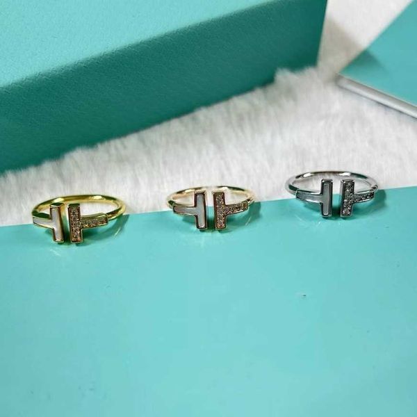 

eller high edition sterling silver white fritillaria set with diamond double ring women's open fashion and minimalist design