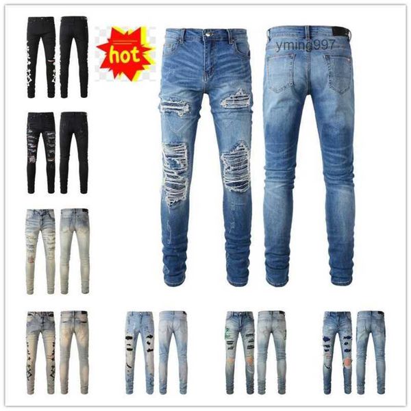 

pants denim jean 2023 luxury designer new jeans holes trousers arrivals coolguy biker amirly man clothing mens i7ip, Blue