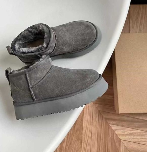 

australia thickened bottom classic warm boots womens mini half snow boot usa gs 585401 winter full fur fluffy furry satin ankle bootss booti, Black