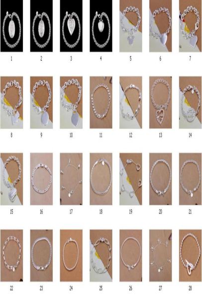 

50pcslot mix 50 style plated 925 sterling silver plated fashion bracelets women girl jewelry8544963, Black