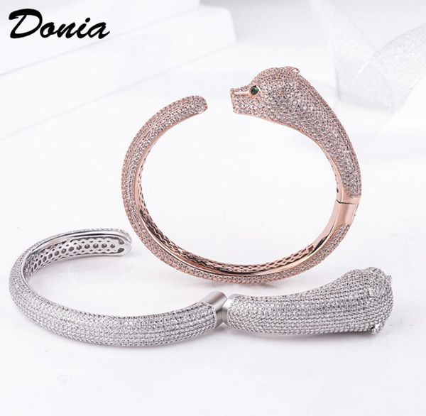 

donia jewelry luxury bangle party european and american fashion leopard copper microinlaid zircon designer bracelet gift4113113, Black