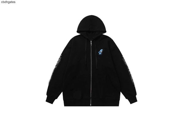 

designer chromez hoodies sweaters shirts heartz 2023 mens fashion fashion brand ch rolling stone co branded horseshoe print zipper coat swea, Black