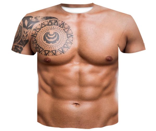 

for man 3d tshirt bodybuilding simulated muscle tattoo tshirt casual nude skin chest muscle tee shirt funny shortsleeve oneck5339508, White;black