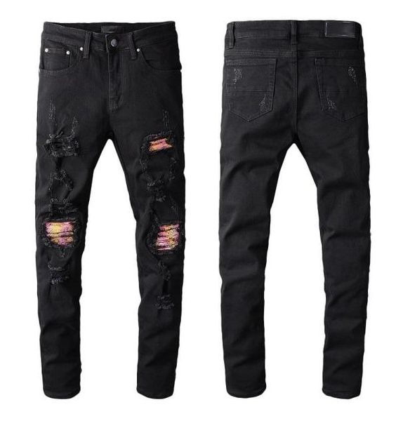 

fashion brand new mens designer jeans men women motorcycle biker ripped jeans slim fit mens skinny jeans denim pants size 28407019467, Blue