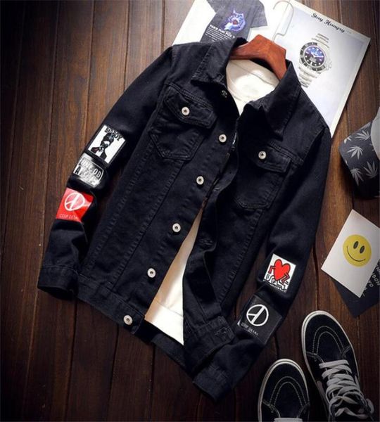 

songsanding 2020 new denim jackets men cowboy slim fit bomber jacket men039s jean jacket hip hop print coats chaque1953427, Black;brown