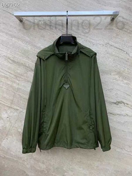 

women's jackets designer 23 early autumn new product loose fit half zip hooded sun protection sprint coat fashion versatile triangle fo, Black;brown