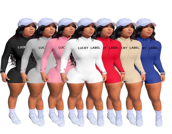 

women lucky label bodysuit sexyclub 2x letter jumpsuits fashion long sleeve onesies rompers slim one piece pants dhl ship 53427609887, Black;white