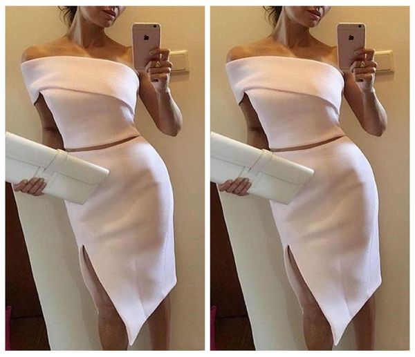 

fashion white two piece off shoulder cocktail dresses sheath short formal events outfits prom party gowns with split1995462, Black