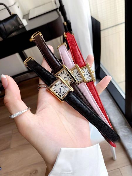 

31mm movement women quartz watch easy to read arabic numerals simple dial leather strap lady candy color, Slivery;golden
