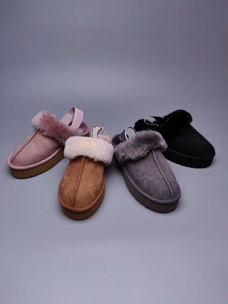 

winter boots men women new shoes fur slides sheepskin shearling mini platform boot slip-on shoes suede upper comfort uggity fall winter ankl, Black