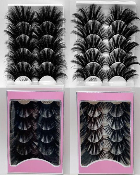 

5 pairset 25mm 3d mink hair false eyelashes wispy fluffy natural long lashes makeup tools full soft lashes extension tools 5 sets5838878