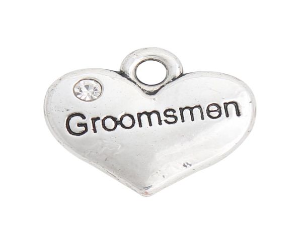 

whole fashion double side heart wedding charms vintage groomsmen message charms 1517mm 50pcs aac9945461163, Bronze;silver