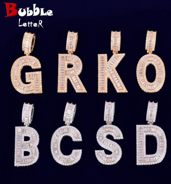 

initial letter baguette letters az pendant material copper gold color cubic zircons hip hop rock street necklace5023012, Silver