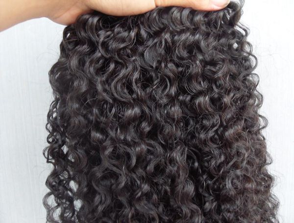

brazilian clip in kinky curly hair weft hair extensions unprocessed curly natural black color human extensions can be dyed3288083, Black;brown