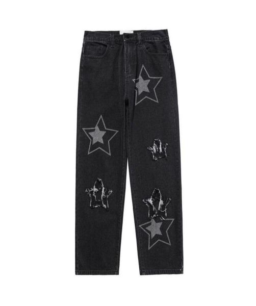 

men039s jeans y2k men star printed trousers autumn korean fashion gothic high street style loose casual slim straight wideleg 50377040622, Blue