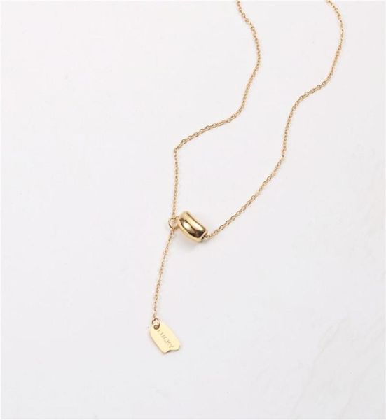

pendant necklaces stainless steel geometric bean design and necklace minimalist gift for women luxury steampunk fashion jewellery1989529, Silver