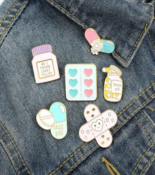 

pill enamel brooches pin for women fashion dress coat shirt demin metal funny brooch pins badges promotion gift5102966, Gray