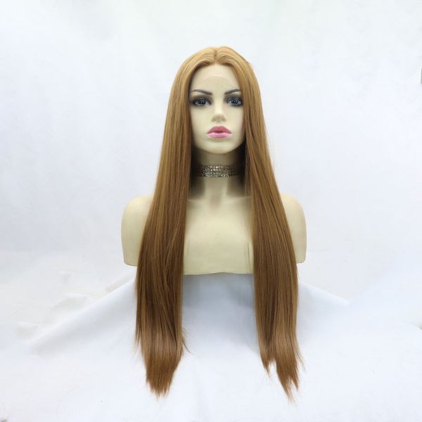 

chemical fiber wig women's long straight full wig heat resistant synthetic fiber hair, Black