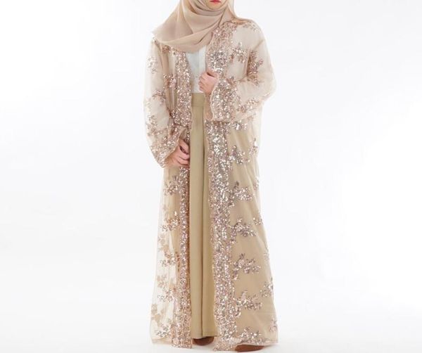 

fashion women sequin embroidery lace perspective abaya muslim women long cardigan chiffon blouse turkish islamic clothing a8709062678, Red