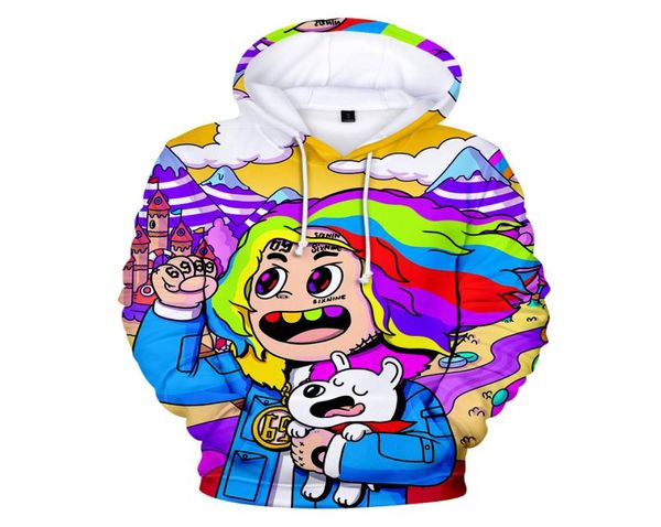 

new rapper tekashi69 6ix9ine tekashi 69 3d print women/men hoodies sweatshirts harajuku casual puover hooded jacket clothes ypf5563855566, Black