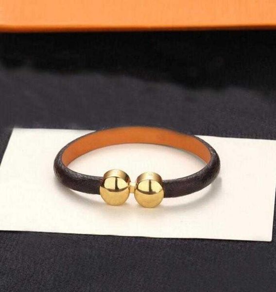 

womens double beads bracelet for couple love bracelets fashion brand punk chain link mens womens accessories leather rope s5506308, Golden;silver
