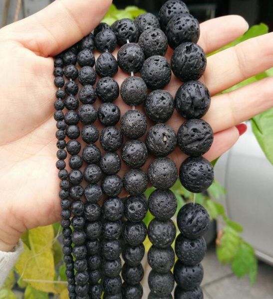 

4mm 6mm 8mm 10mm 12mm natural black volcanic lava stone round beads 1550390398314322