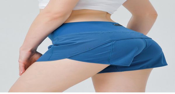 

fake two piece yoga s shorts pants women leggings designer womens workout gym wear solid color sports elastic fitness lady zip pocket sh9996, Black