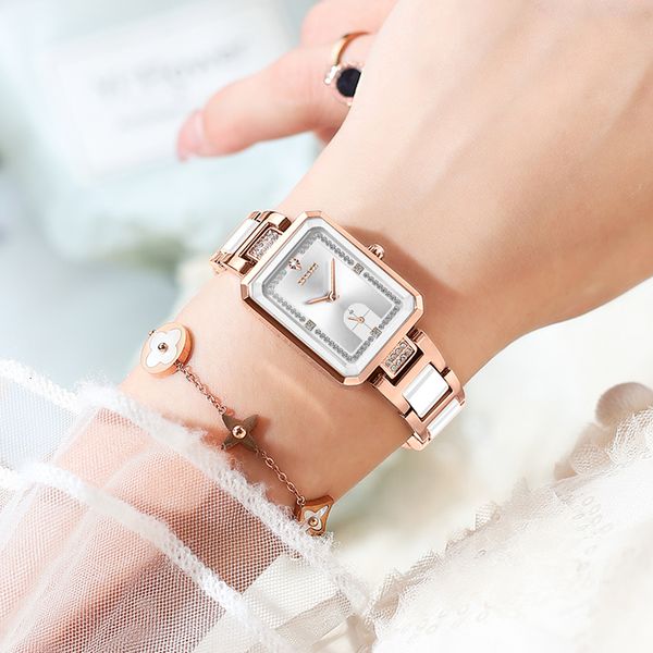 

other watches dom fashion watch women's dress rectangular bracelet simple casual quartz wrist clock 230809, Slivery;black