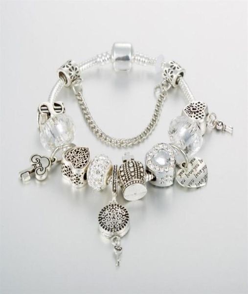 

strands bracelet charm white crystal beads diy heart pendant jewelry whole166n96219734992445, Black