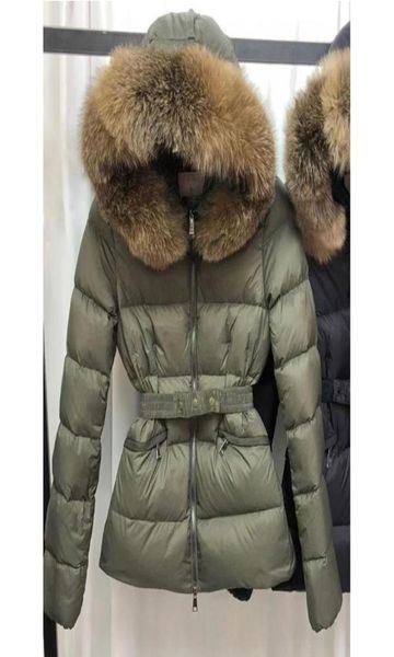 

womens fur collar down jackets hooded puffer jacket down coat outerwear designer midlength slim overcoat winter clot5339670, Black