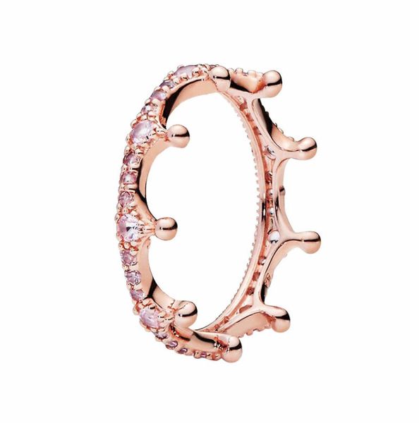 

pink sparkling crown ring womens rose gold wedding party jewelry for p 925 sterling silver yellow gold plated girlfriend gift rings with ori, Slivery;golden