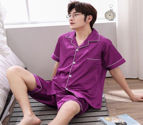 

soutong summer men039s pajamas homme sets polyester soft comfortable pajamas short sleeved male sleep pant short home set sleep2804483, Black;brown