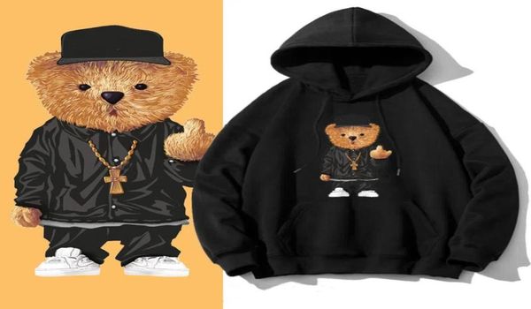 

sweatshirts bear men039s hooded autumn and winter fashion trend fleece thickened longsleeved sweater2888907, Black